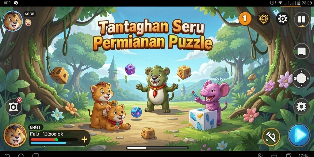Screenshot gameplay dari 6RT menunjukkan berbagai teka-teki menarik.