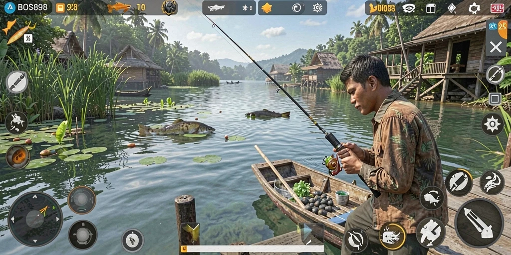 Tampilan menarik dari gameplay memancing di BOS898.