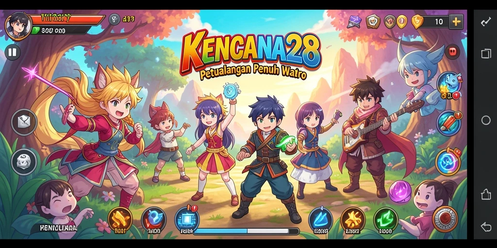 Tampilan menarik dari gameplay KENCANA28 dengan karakter anime yang hidup.