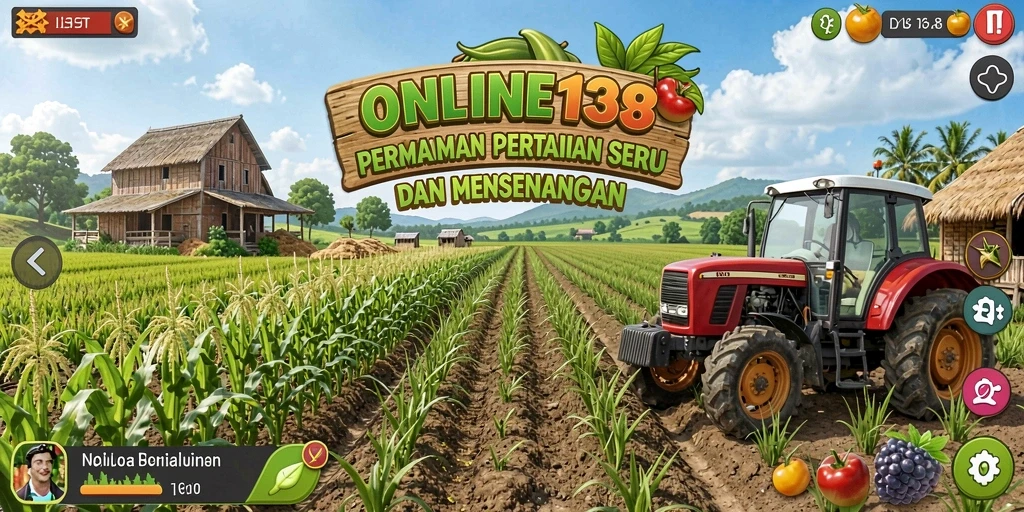 Tangkapan layar gameplay ONLINE138 yang menunjukkan aktivitas bertani.