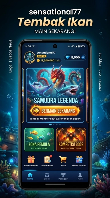 Screenshot utama aplikasi sensational77 dengan antarmuka yang menarik.